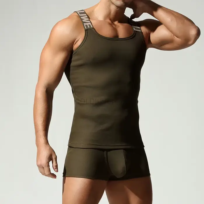 Ensemble de caleçons boxers et débardeurs côtelés TALWELL pour hommes – Tissu extensible confortable et respirant