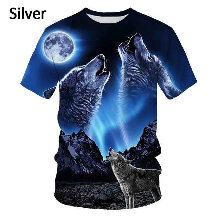 T-shirt imprimé loup 3D pour hommes et femmes