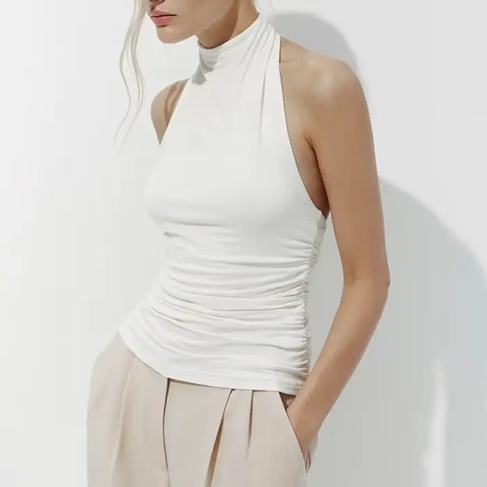 Top Chic et Sexy à Col Halter pour Femme 2026 – Débardeur Élégant Sans Manches Dos Nu