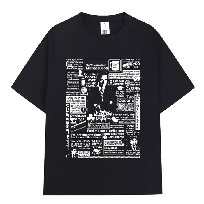 Les mots sages de Michael Scott hommage le bureau T-shirt série TV Dwight Schrute Jim Halpert T-Shirts surdimensionnés à manches courtes