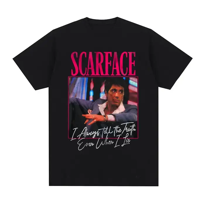 Planchers face-T-shirt graphique du film "Tell Always The Truth Even When I vee Tony Montana" pour h