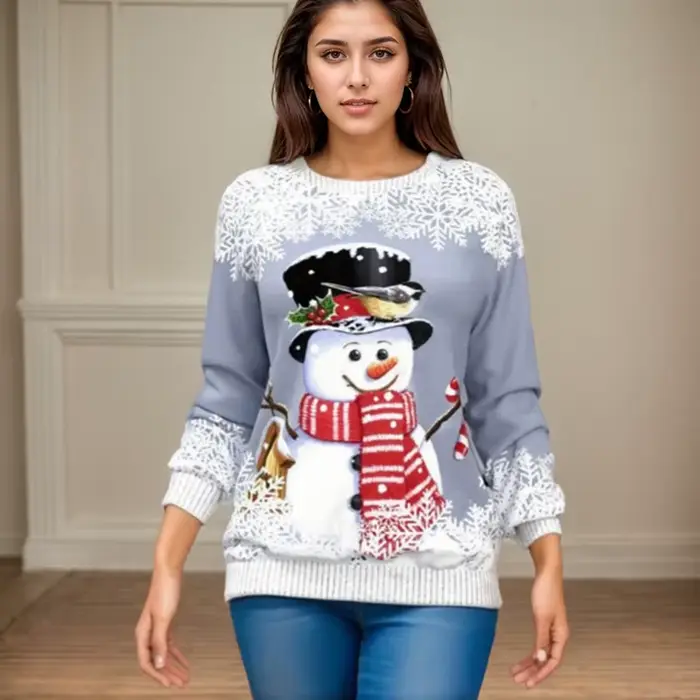 T-shirt à manches longues et col rond pour femme