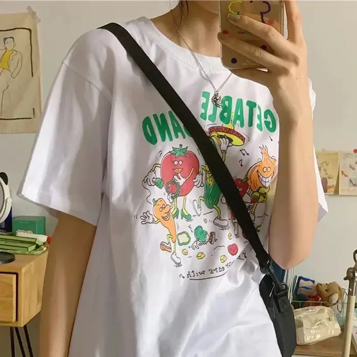 Bande végétale imprimer femmes t-shirt Harajuku Streetwear esthétique graphique