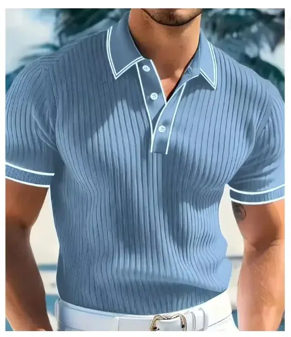 Polo décontracté d'été pour homme à manches courtes et col à revers, respirant, idéal pour la plage 
