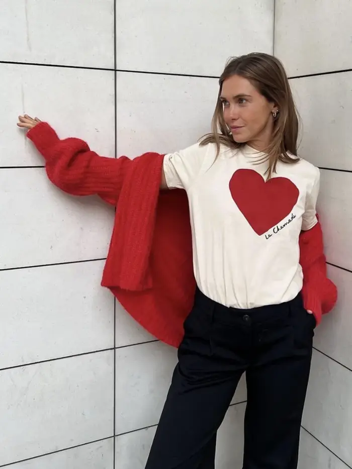 Coeur imprimé graphique T-shirt 2025 été femmes col rond manches courtes décontracté Chic T-shirts vêtements Vintage