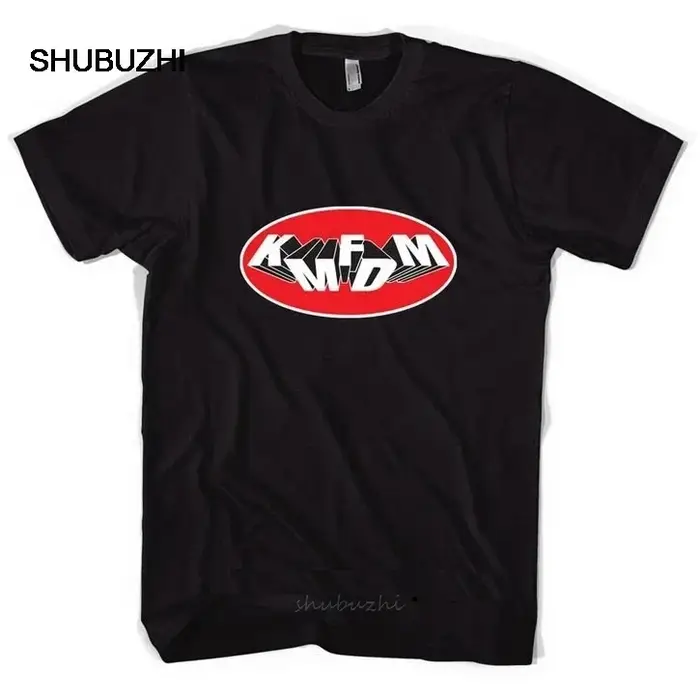 T-shirt drôle pour hommes, T-shirt blanc, T-shirt noir, T-shirt avec logo ovale KMFDM, vêtements Hip