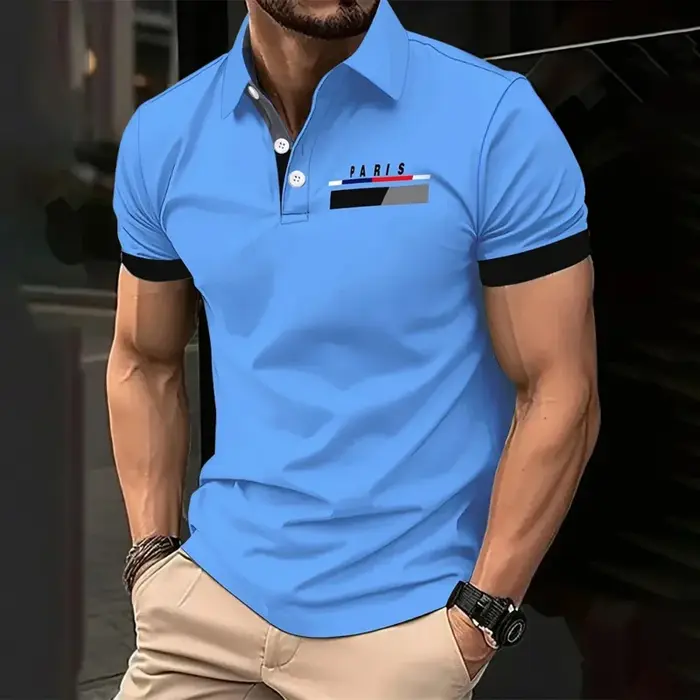 Polo à manches courtes imprimé parisien pour homme