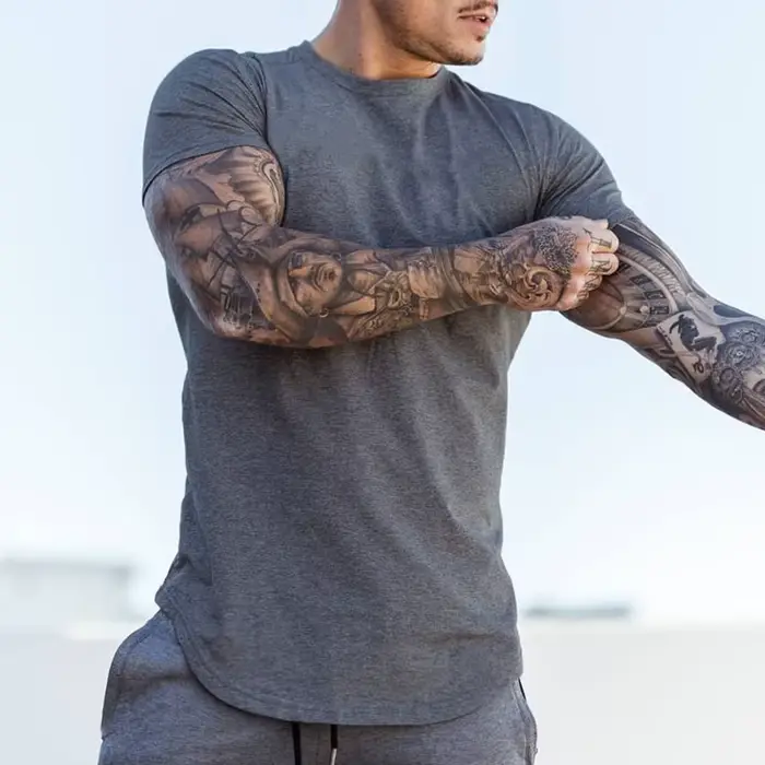 Vêtements unis mode T-Shirt hommes coton respirant Fitness