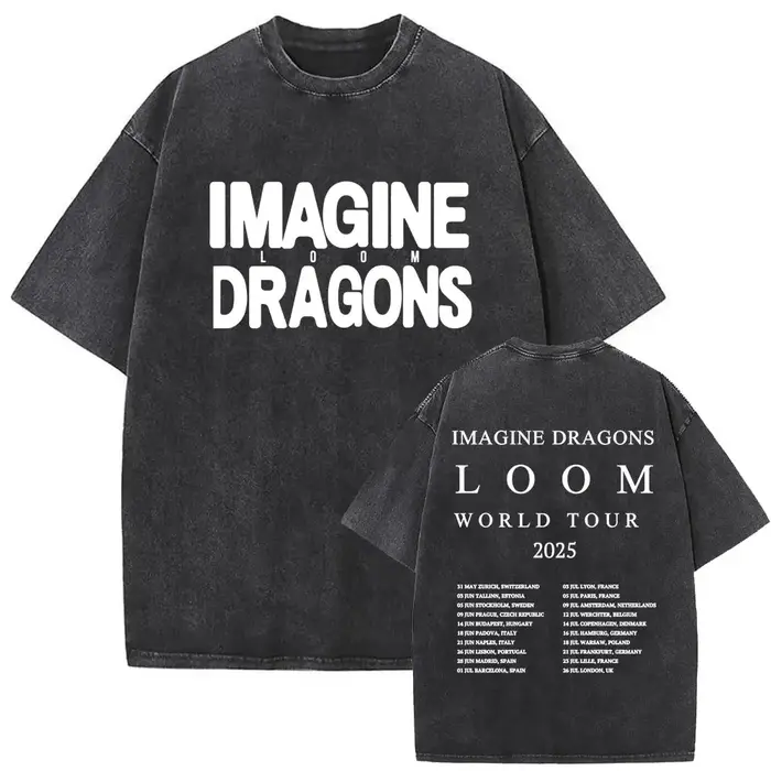 Rock Band Imagine Dragons Loom World Tour 2025 lavé Vintage T-shirt hommes femmes gothique surdimensionné t-shirts