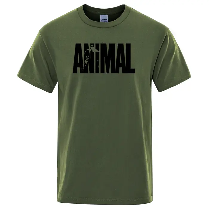 T-shirt Homme Ample et Oversize à Col Rond, Imprimé Lettres ANIMAL, Manches Courtes, Style Streetwea