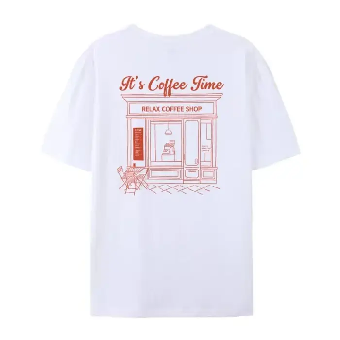 Coffee Time-T-shirt imprimé au dos de style rétro pour femmes