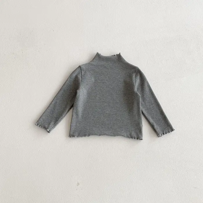 T-shirt à manches longues pour filles avec bordure en dentelle, haut de sous-vêtement pour filles po