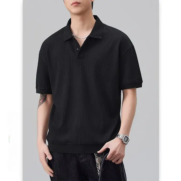 Polo à revers vertical en jacquard pour homme