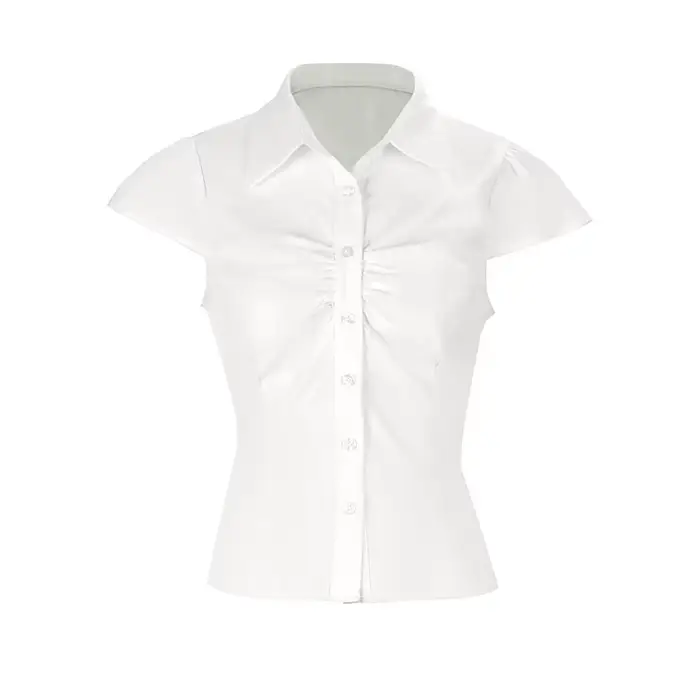 Femmes Blouses T-shirt été nouveau Streetwear mode bouton col rabattu décontracté mince t-shirts haut élégant dame vêtements polyvalents