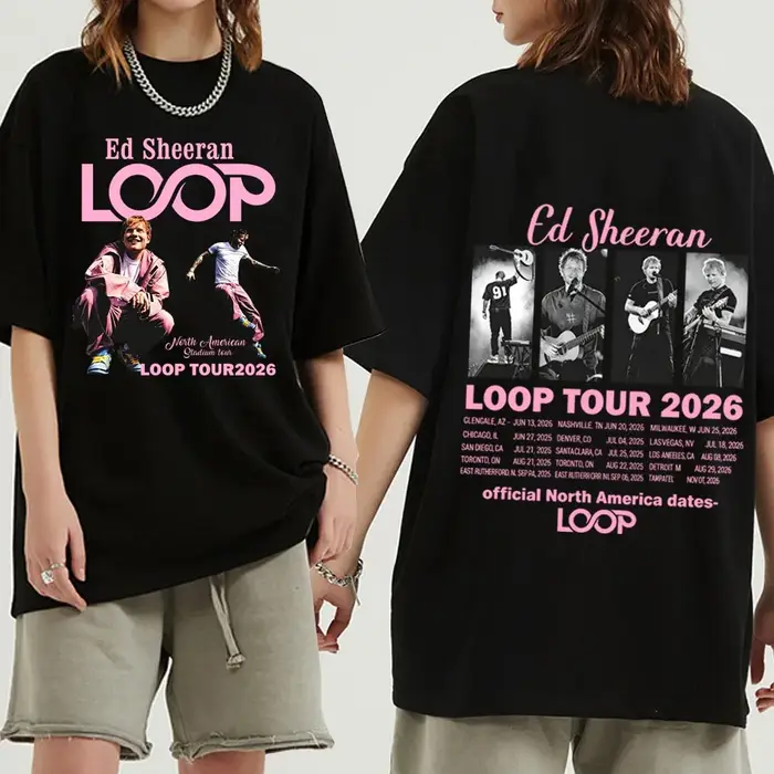Ed Sheeran Loop Tour 2026 T-shirt homme femme Harajuku chemise décontractée à manches courtes et col rond