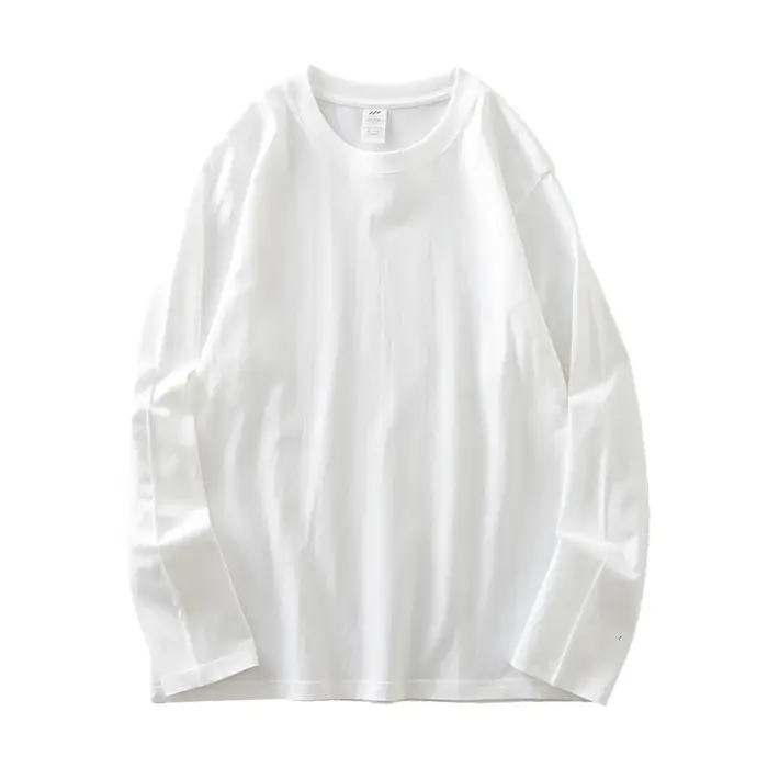 DUKEEN hommes 260G à manches longues t-shirts 2025 printemps pur coton couleur unie basique col rond maillot de corps