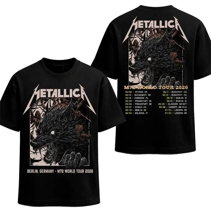 Metallica M72 Tour Berlin Olympiastadion Rock Merch 2026 T-shirt 100% coton unisexe pour hommes et f