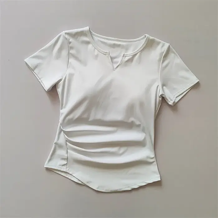 Chemises de sport pour femmes, T-shirt de Yoga à manches courtes, rembourré, serré, d'entraînement, 