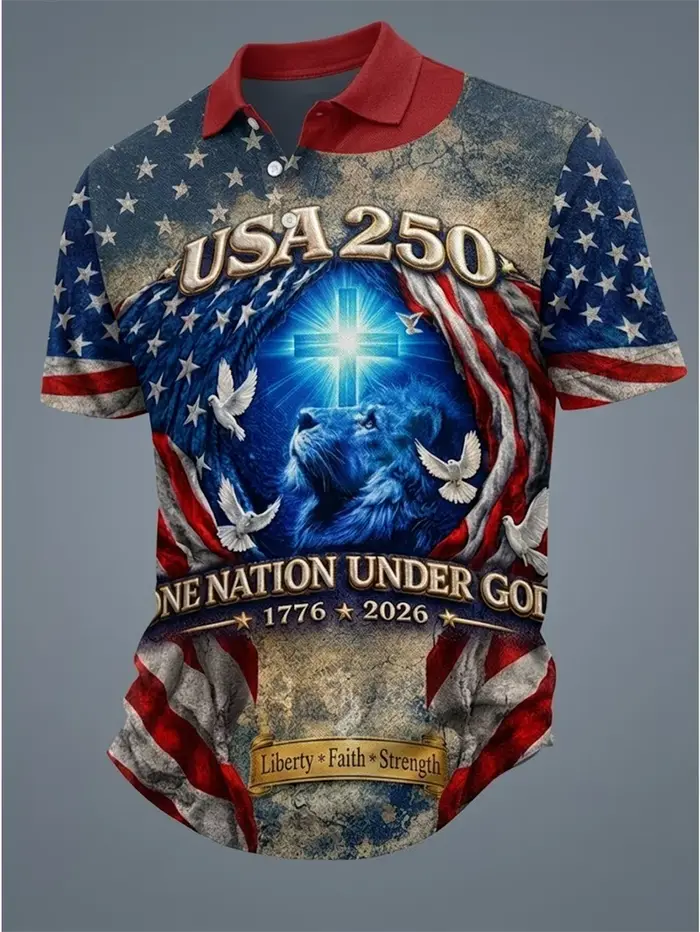Polo personnalisé avec drapeau américain et Statue de la Liberté pour hommes et femmes