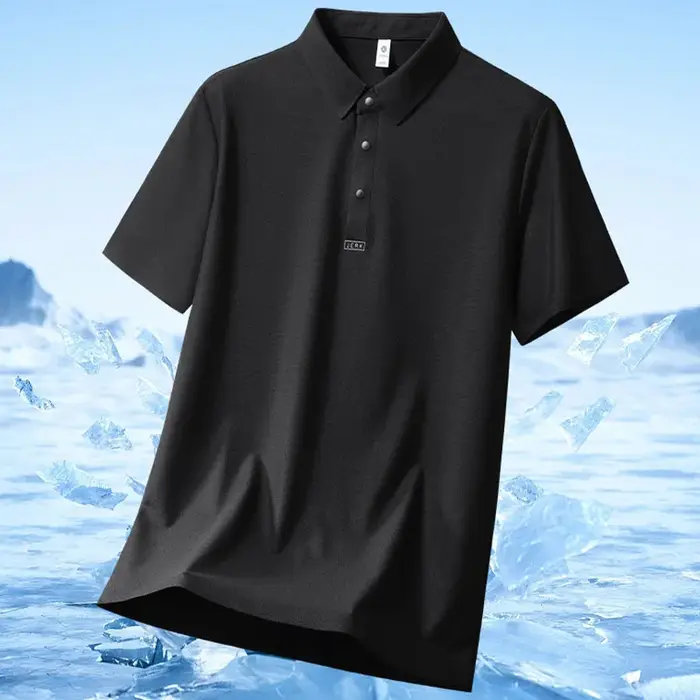 Polo homme taille M-5XL, nouveau polo d'été de haute qualité à manches courtes en soie glacée, polo