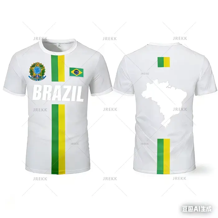 Nouveau Maillot de Football 2026 – Haut d'Entraînement à Rayures Drapeau Brésilien – T-shirt de Sport Séchage Rapide pour l'Extérieur