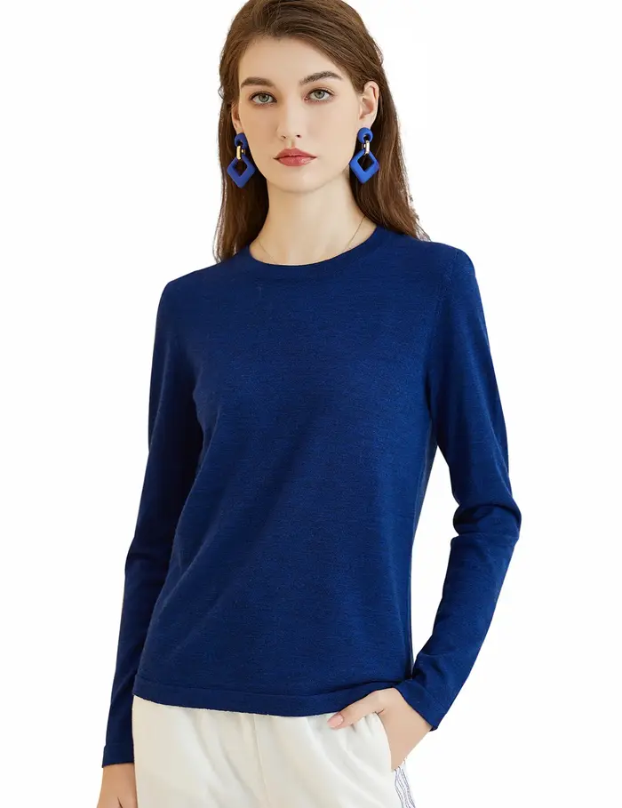 T-shirt à col rond en laine mérinos pour femme, 100% laine mérinos, couche de base, t-shirt à manche