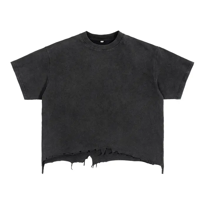 T-shirt vintage en coton de haute qualité pour homme, style streetwear délavé, décontracté, manches 