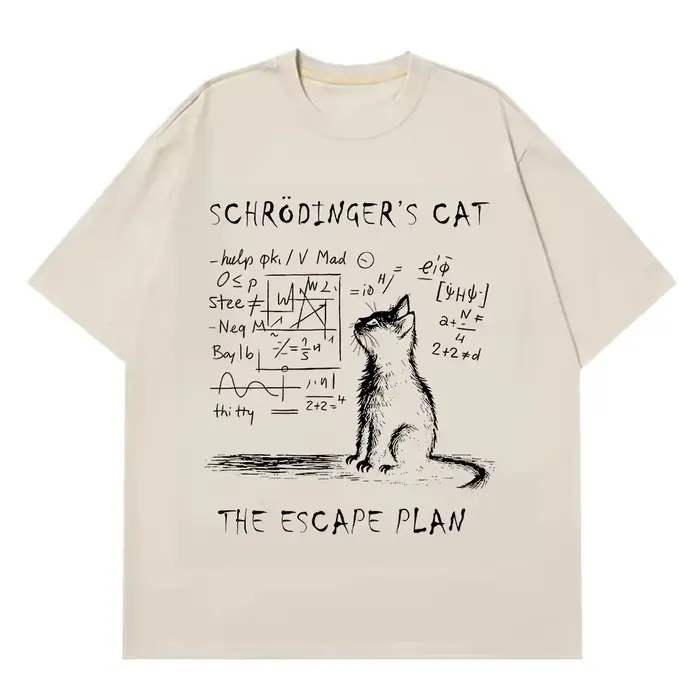 Schrodinger chat physique mécanique quantique impression créative été à manches courtes t-shirt femmes Streetwear T-shirts amples