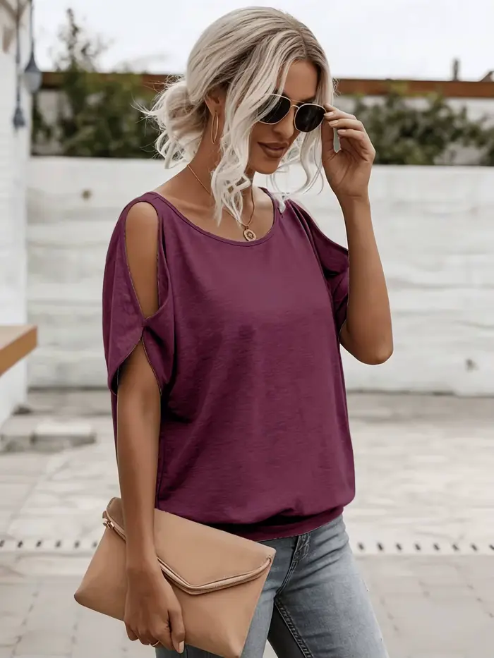 T-shirt femme décontracté à épaules dénudées