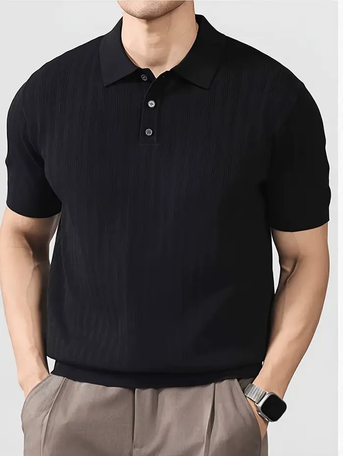 Polo en maille de soie rafraîchissante pour homme
