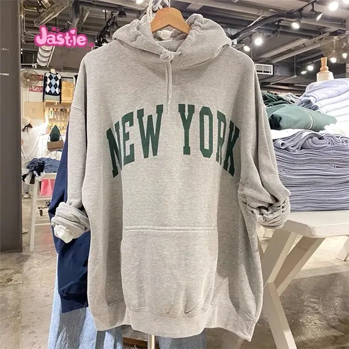 Sweat à Capuche en Coton pour Femme, Vêtement Décontracté, avec Lettres Imprimées, Fermeture Éclair,