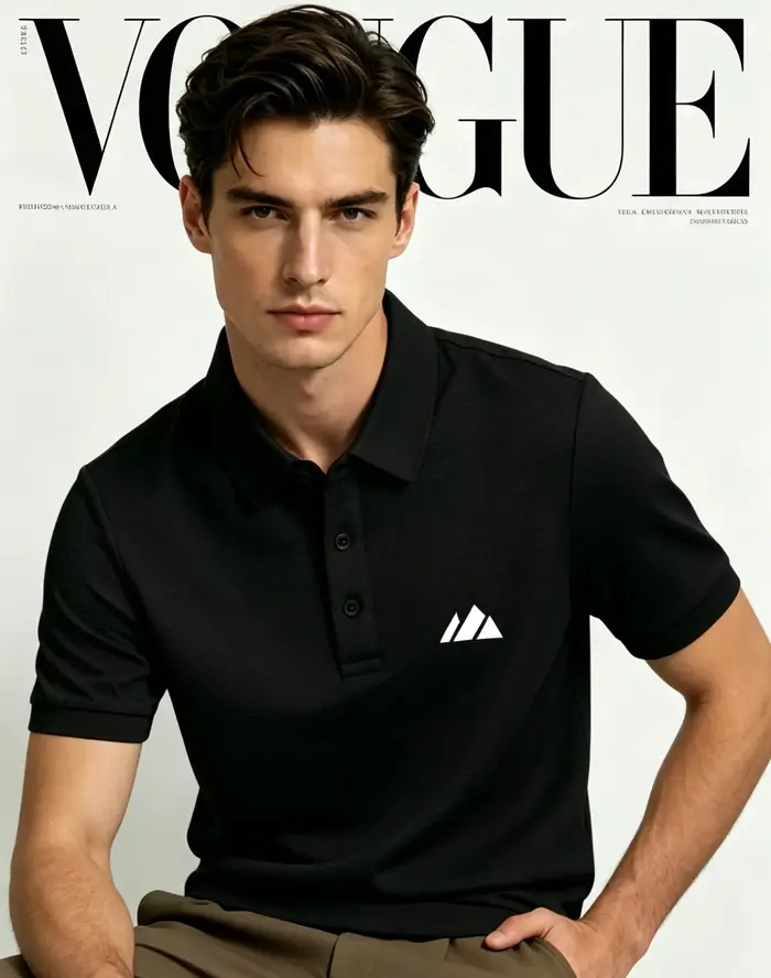 Polo jacquard pour homme avec logo en forme de montagne