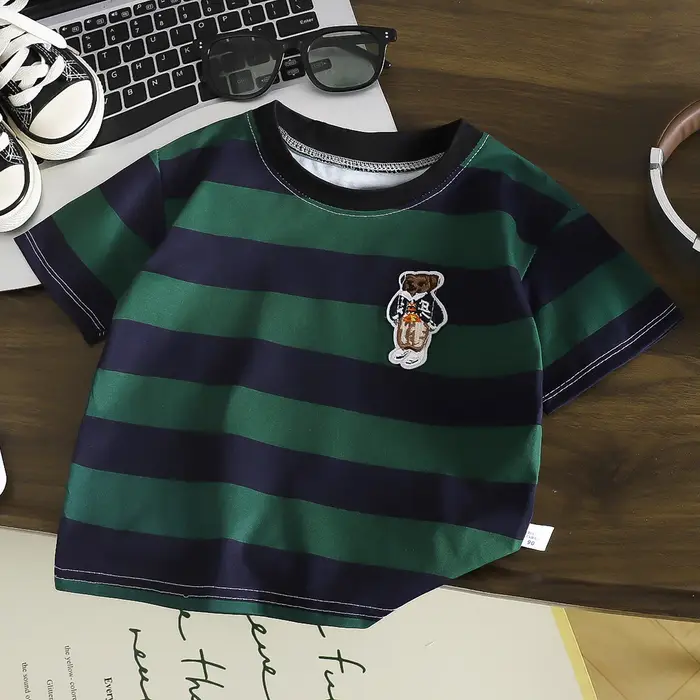 Tops à col rond pour garçons et filles, vêtements d'été adorables, hauts à manches courtes pour enfa