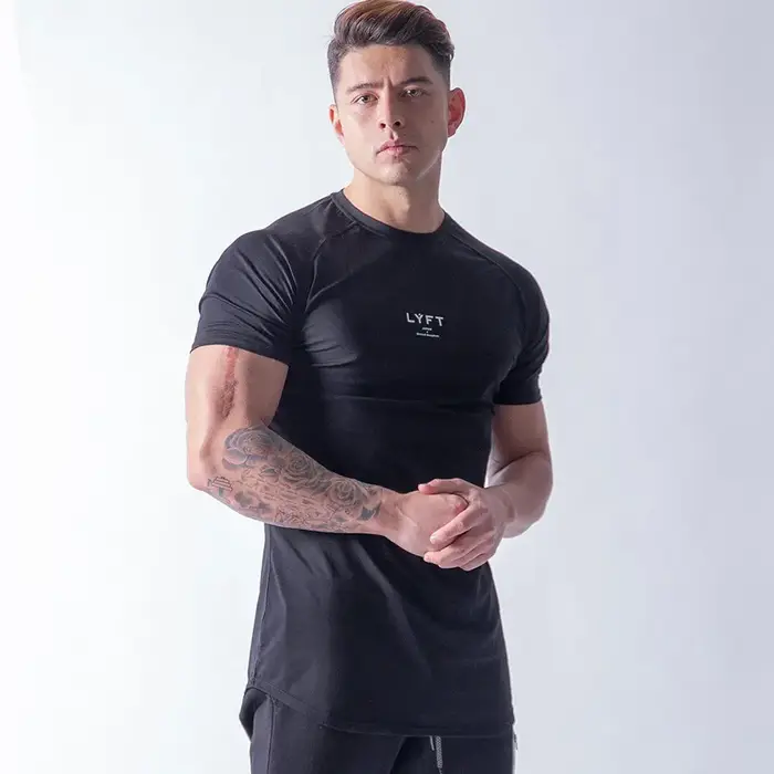 Blanc décontracté à manches courtes T-shirt hommes salle de sport Fitness coton chemise mâle muscula