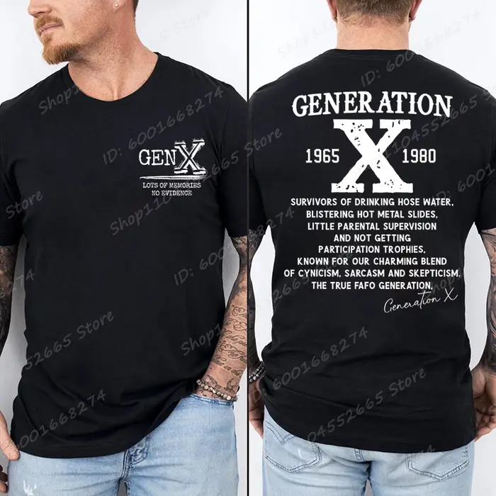 Fier Gen X T-shirts 1965 à 1980 Vintage génération X T-Shirt à manches courtes col rond