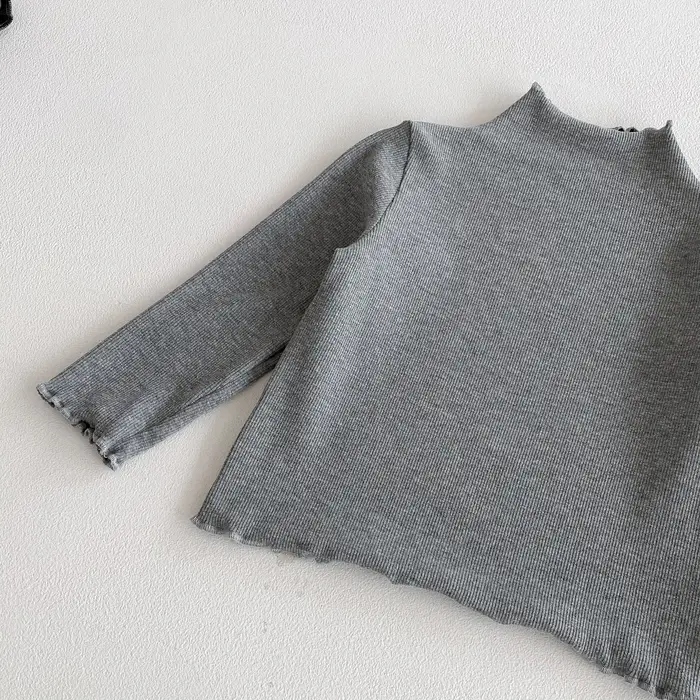 T-shirt à manches longues pour filles avec bordure en dentelle