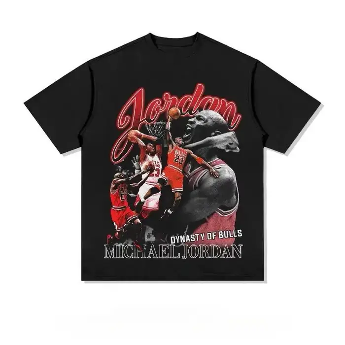 T-shirt de basket-ball Michael Jordan pour hommes et femmes, surdimensionné, en coton, à manches cou
