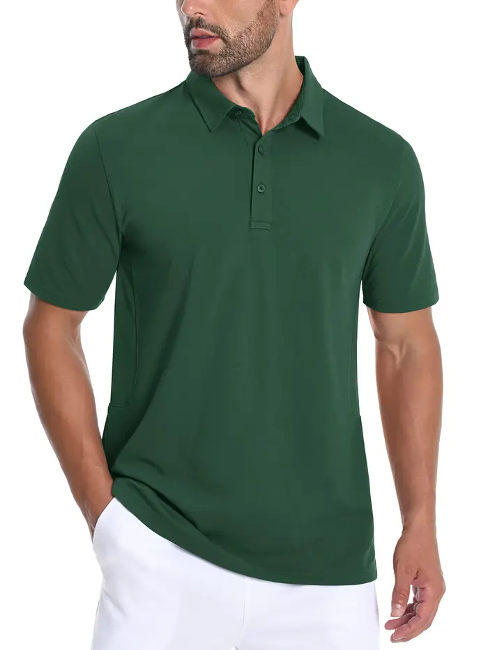 MAGCOMSEN Polo rafraîchissant pour homme, piqué, anti-humidité, séchage rapide, sans étiquette, col