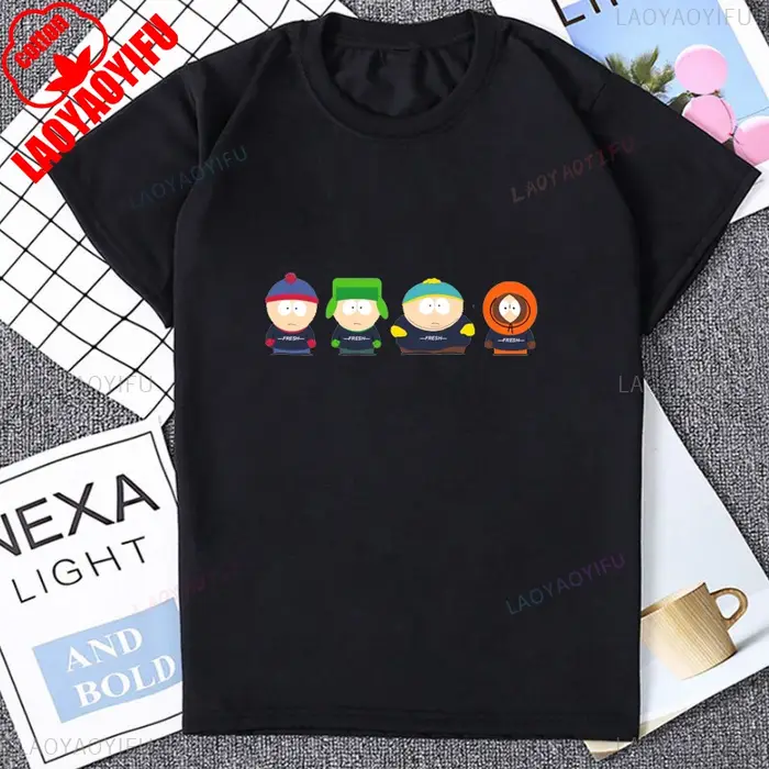 South Park Graphique Imprimé Homme T-shirt Coton Manches Courtes Streetwear Décontracté Mode Lâche Femmes