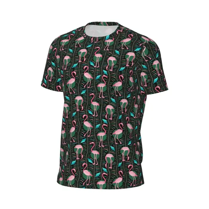 T-Shirt imprimé oiseaux mignons rose flamant Art mode T-Shirts de sport à manches courtes