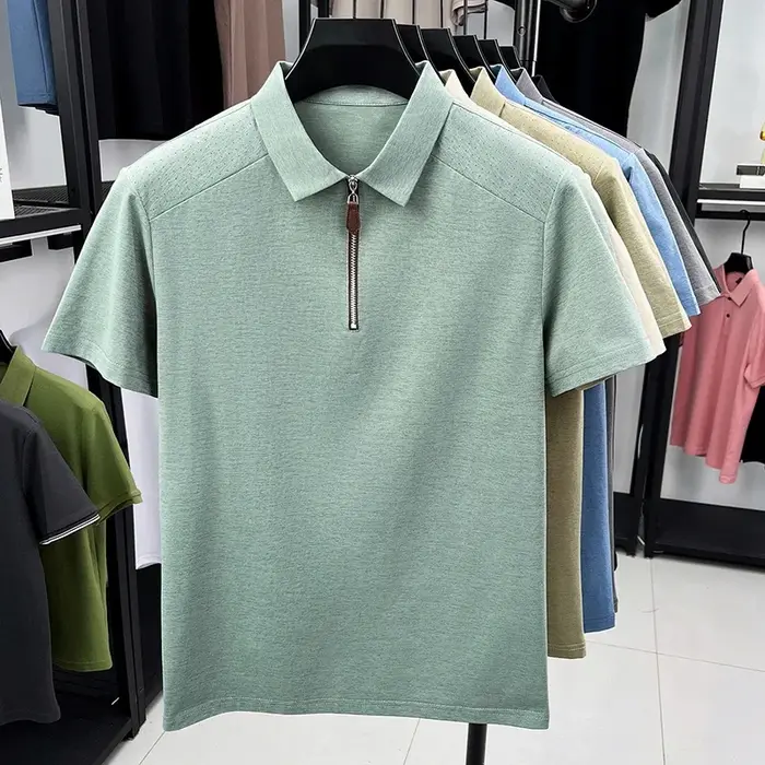 Polo pour homme à col demi-zip
