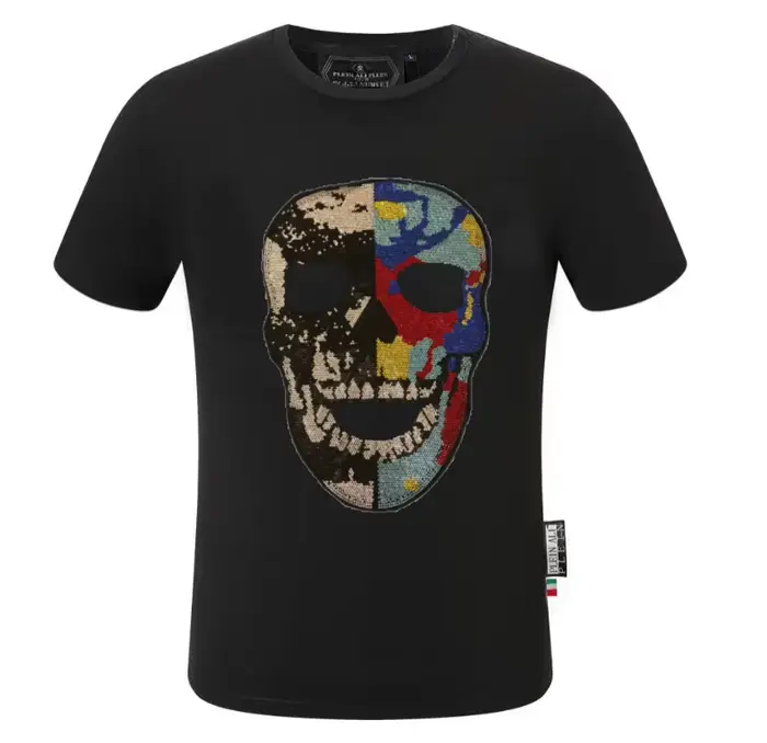 T-shirt ras du cou en pur coton avec biscuits pour hommes, design tête de mort, décontracté, luxe, h