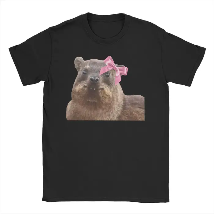T-shirt Hyrax Awawa pour femme avec un col rond mignon et un motif de lapin