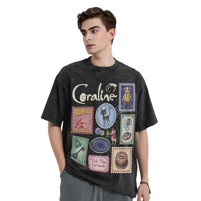 Coraline film Halloween T-Shirts pour hommes mode pur coton t-shirt col rond manches courtes