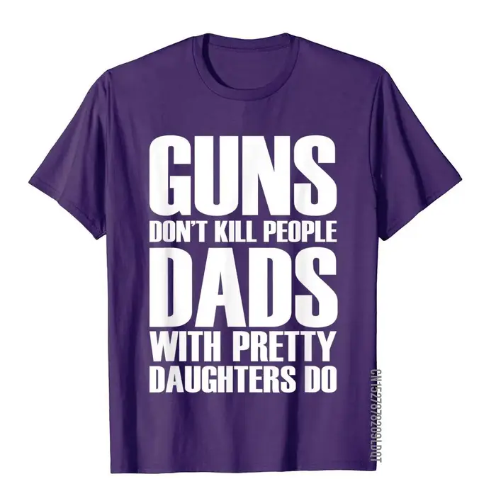 Les armes à feu ne tue pas les gens papas avec des jolies filles font des t-shirts pour hommes drôle coton