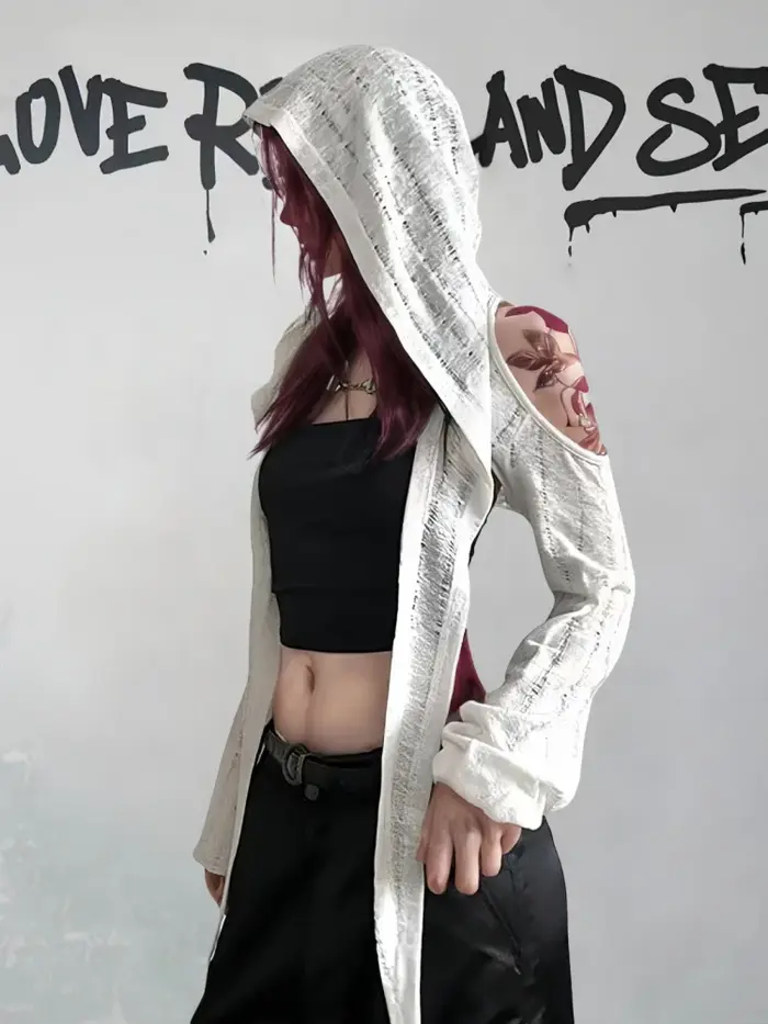 T-shirt à manches longues et épaules dénudées pour femmes