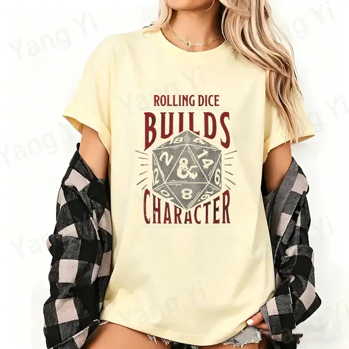 T-shirt unisexe en coton imprimé DM pour jeux de rôle sur table