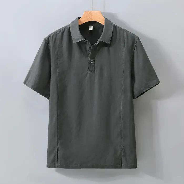 1517 Polo-shirt à manches courtes 100% lin de bonne qualité pour homme