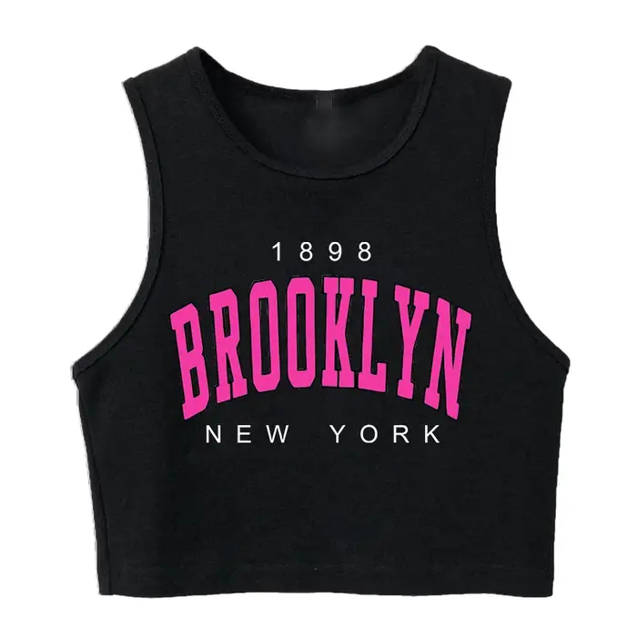 T-shirt court imprimé lettre pour femme, Harajuku, années 90, Brooklyn, style coréen, Y2K, années 18