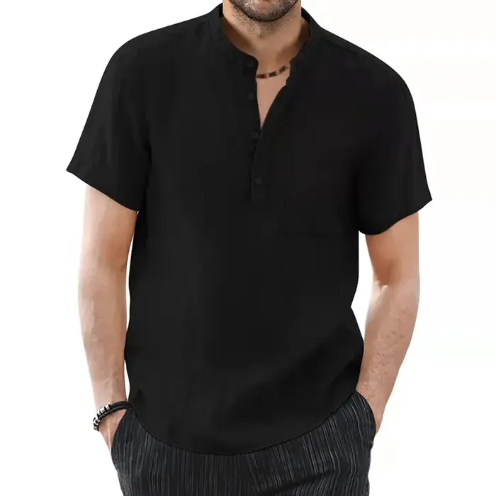 T-shirt à Manches Courtes en Coton et Lin pour Homme, Décontracté, Confortable, Respirant, Taille Am